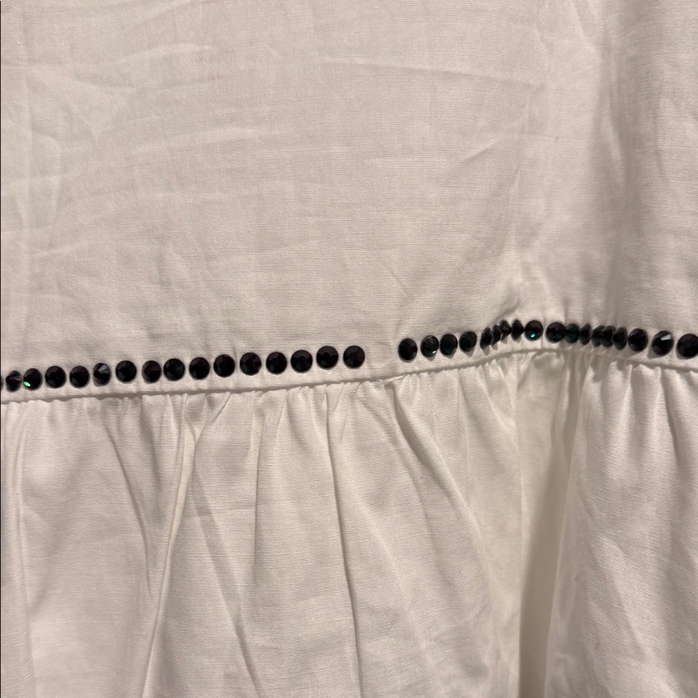 Queen of sparkles White and Green Shamrock Women's Top NWT xs new! Peplum top - Picture 6 of 12